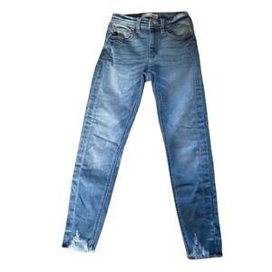 KanCan Medium Wash Skinny Jeans Frayed Raw Hem KC9258M Size 3 25‎